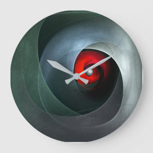 Red Swirl Artistic Modern Abstract Art Pattern #19 Large Clock