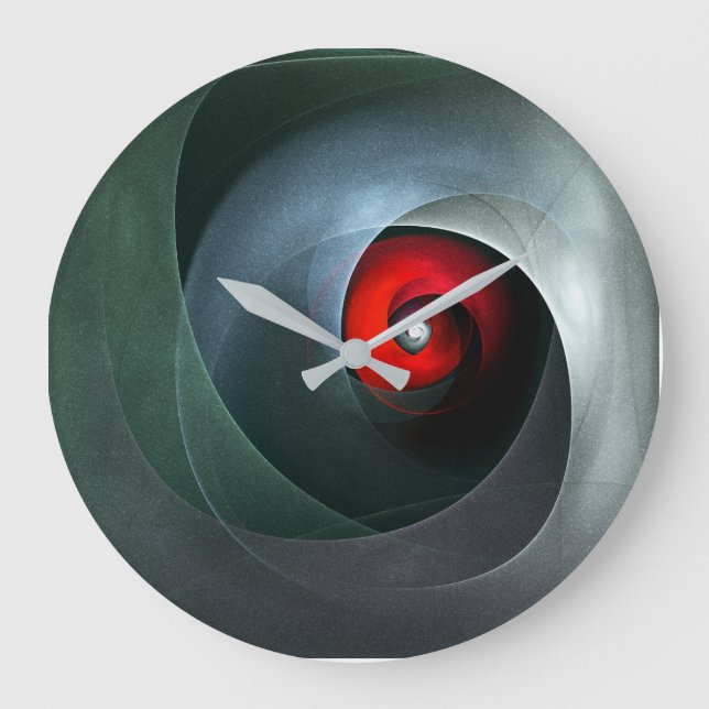 Red Swirl Artistic Modern Abstract Art Pattern #19 Large Clock (Front)