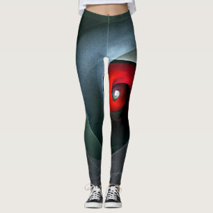 Red Swirl Artistic Modern Abstract Art Pattern #19 Leggings