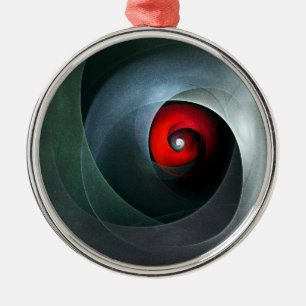 Red Swirl Artistic Modern Abstract Art Pattern #19 Metal Ornament