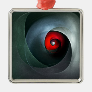 Red Swirl Artistic Modern Abstract Art Pattern #19 Metal Ornament