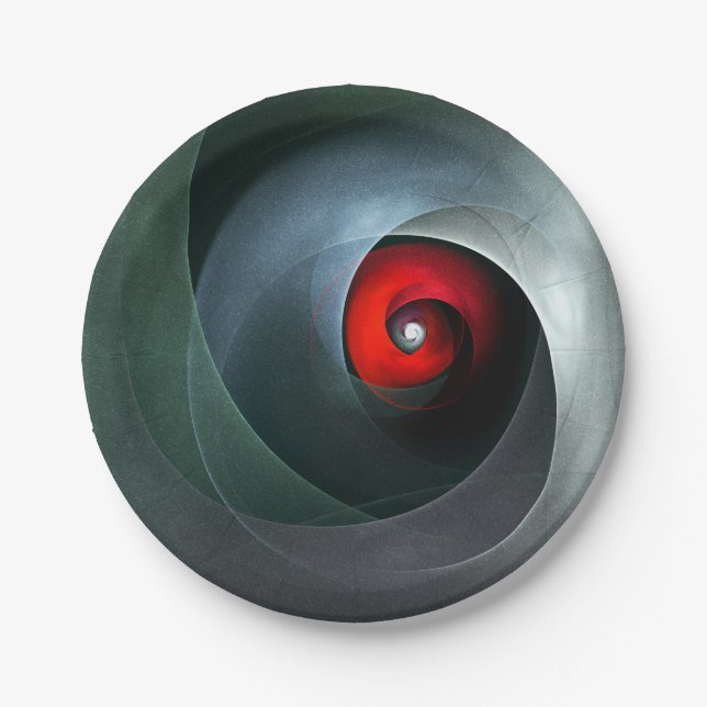Red Swirl Artistic Modern Abstract Art Pattern #19 Paper Plate (Front)