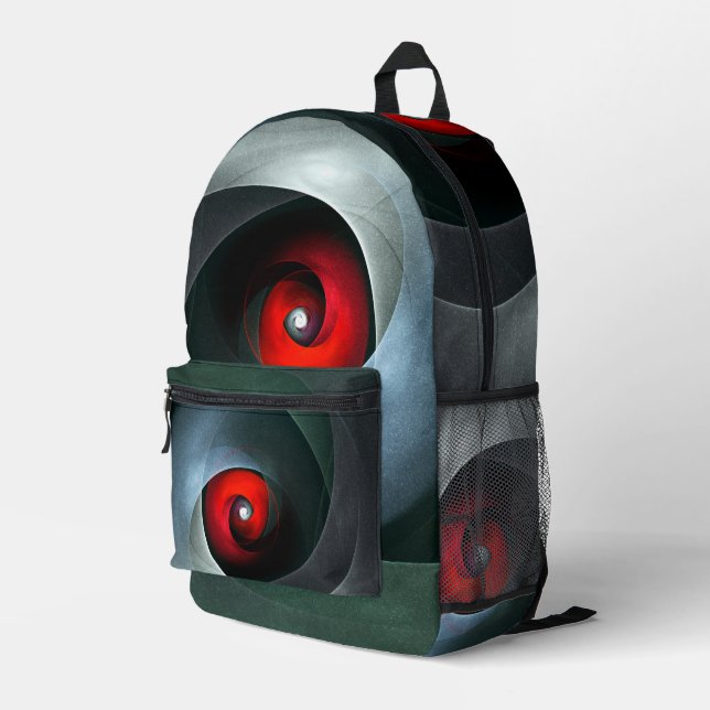 Red Swirl Artistic Modern Abstract Art Pattern #19 Printed Backpack (Back Corner Right)