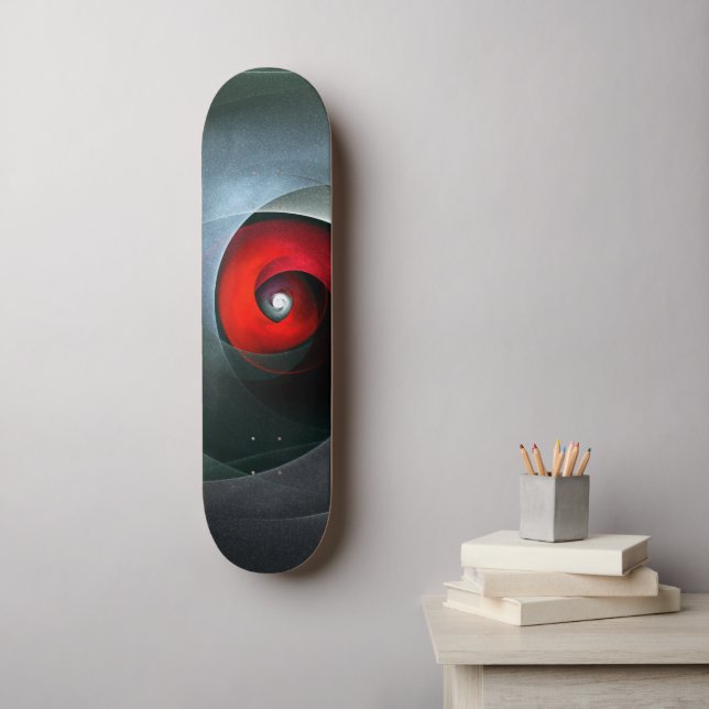 Red Swirl Artistic Modern Abstract Art Pattern #19 Skateboard (Wall Art)