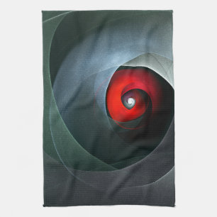 Red Swirl Artistic Modern Abstract Art Pattern #19 Tea Towel