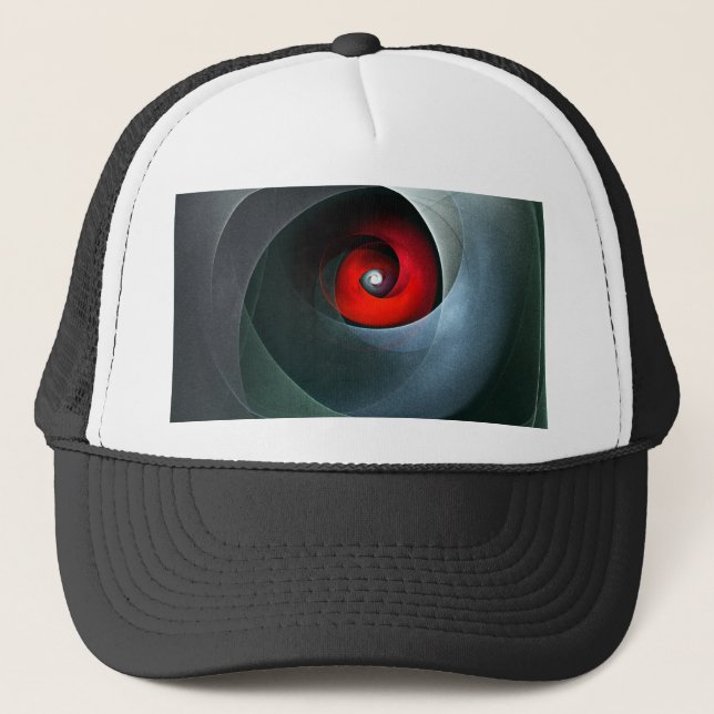 Red Swirl Artistic Modern Abstract Art Pattern #19 Trucker Hat (Front)