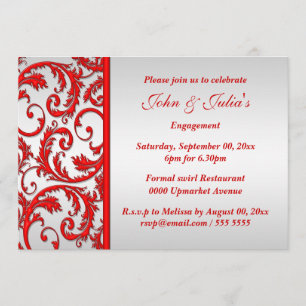 Red swirl engagement anniversary PERSONALIZE Invitation