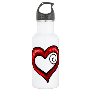 Red Swirl Heart 532 Ml Water Bottle