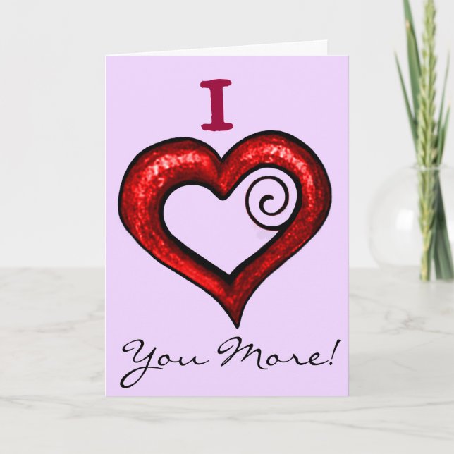 Red Swirl Heart Holiday Card (Front)