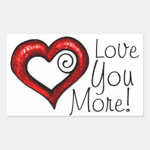 Red Swirl Heart Rectangular Sticker