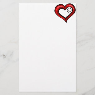 Red Swirl Heart Stationery