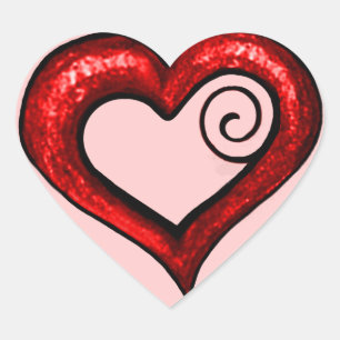 Red Swirl Heart Sticker