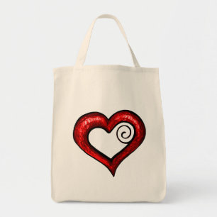 Red Swirl Heart Tote Bag