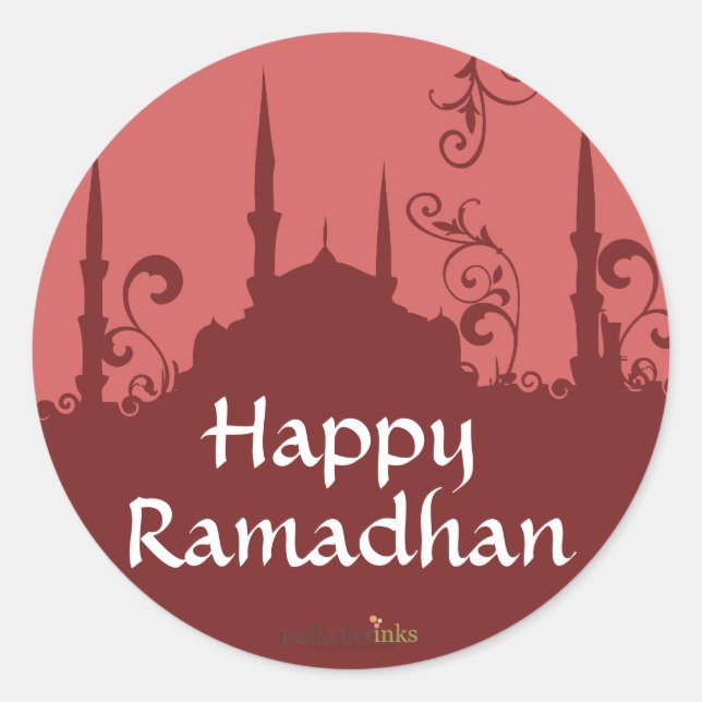 Red Swirl Mosque Stickers (Front)
