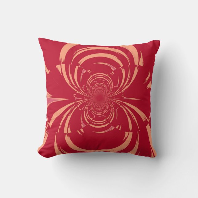 Red Swirl Retro Art Deco Cushion (Front)