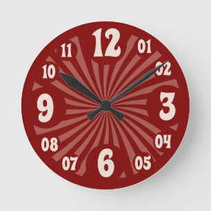 Red swirl spiral style round clock