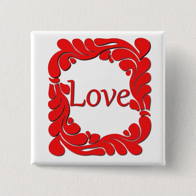 Red Swirled Border Love Button (Front)