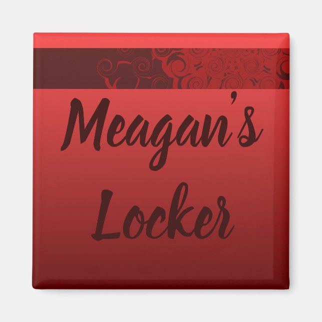 Red Swirls Personalised Locker Magnet (Front)