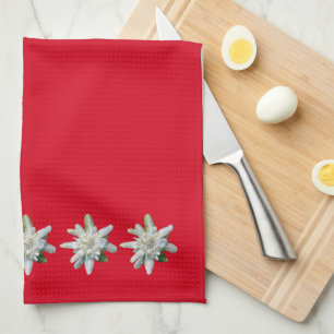 Red Swiss Towel Switzerland Edelweiss flowers
