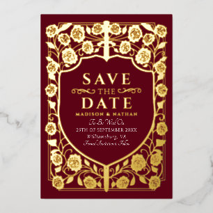 Red Sword Shield Mediaeval Monogram Save the Date