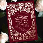 Red Sword Shield Mediaeval Monogram Wedding<br><div class="desc">Invite your wedding guests with this Royal Sword & Shield Mediaeval Fantasy Monogram design. This design is perfect for couples seeking a regal yet modern-day mediaeval fantasy aesthetic. Personalise the text, font, and background colour to suit your design preferences. Matching Items in our shop for a complete party theme. Please...</div>