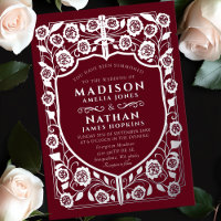 Red Sword Shield Mediaeval Monogram Wedding