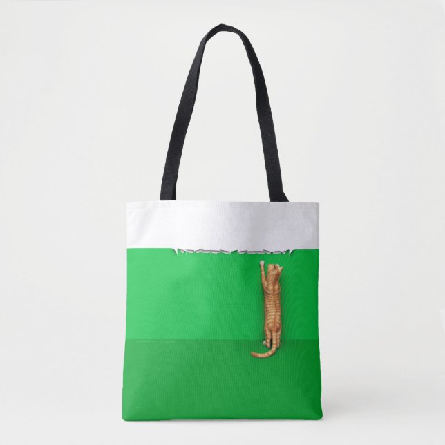 Red tabby cat rips paper serving tray tote bag (Front)