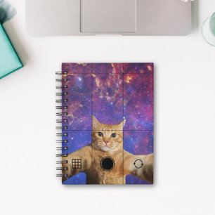 Red Tabby Cat Taking a Selfie in Space Notebook