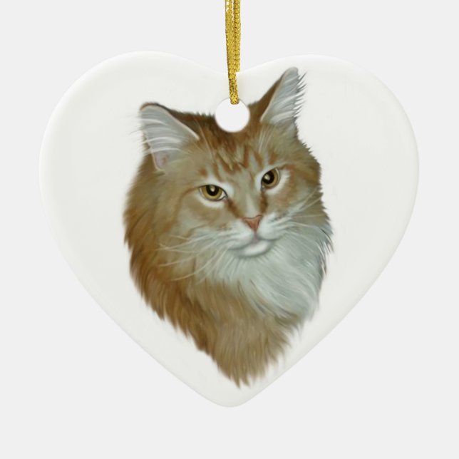 Red Tabby Maine Coon Ceramic Tree Decoration (Front)