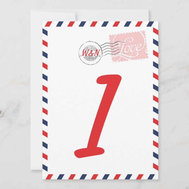 Red Table Number Card Postal Service Collection (Front)