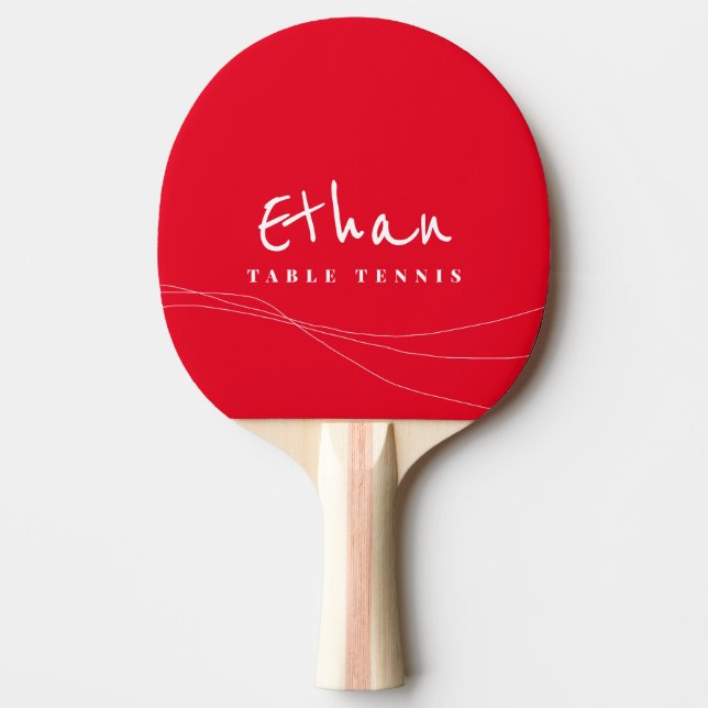 Red table-tennis signed name Ping-Pong paddle (Front)