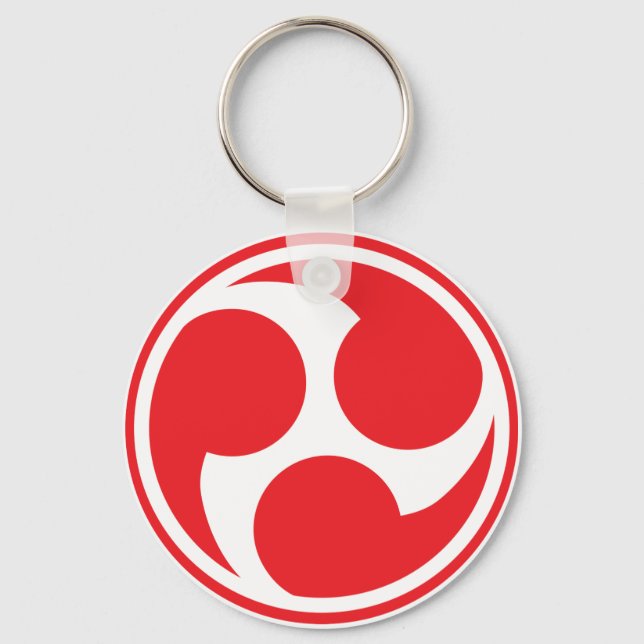 Red Taiko Mitsudomoe Key Ring (Front)