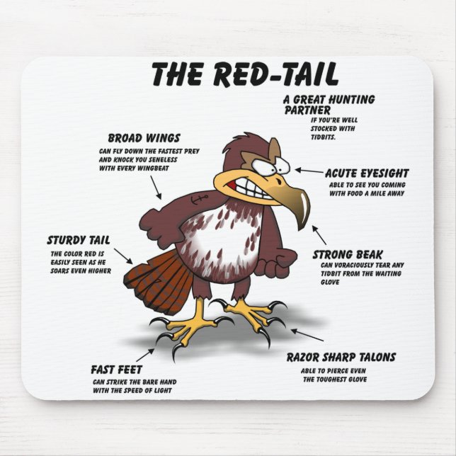 Red-tail Hawk Cartoon Mouse Pad (Front)