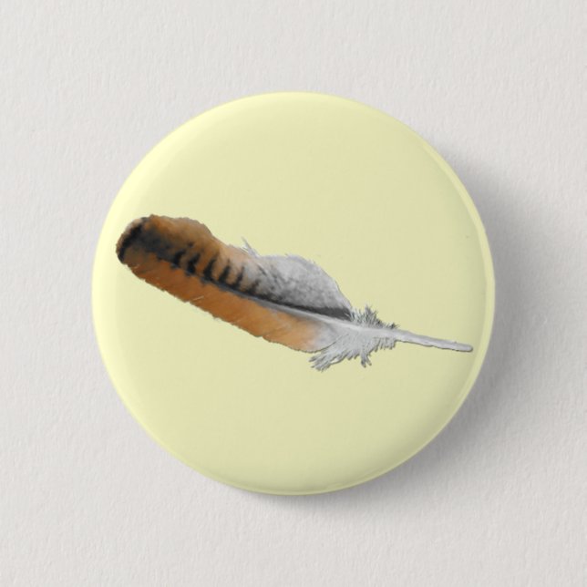 Red-tail Hawk feather 6 Cm Round Badge (Front)