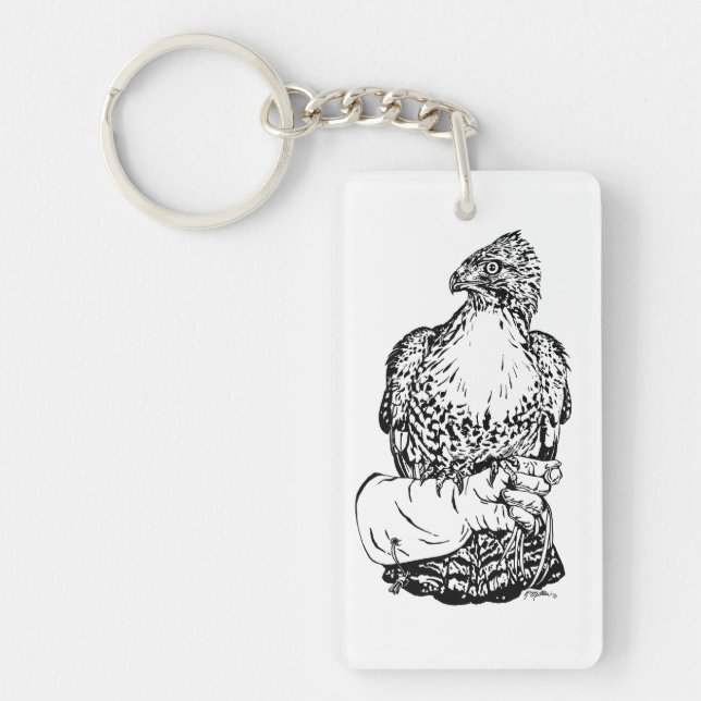 Red-tail Hawk on Glove Key Ring (Front)