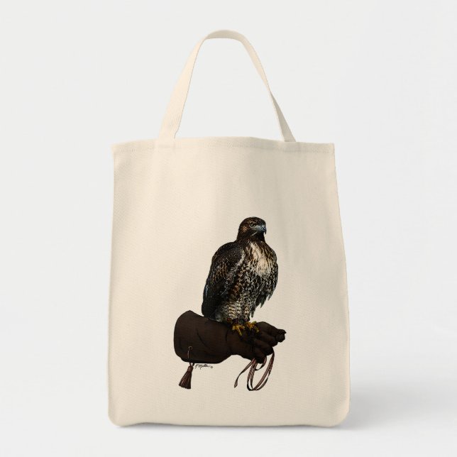 Red-tail Hawk on Glove Tote Bag (Front)