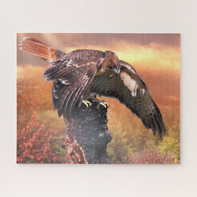 RED TAIL HAWK TOUCHDOWN JIGSAW PUZZLE (Horizontal)