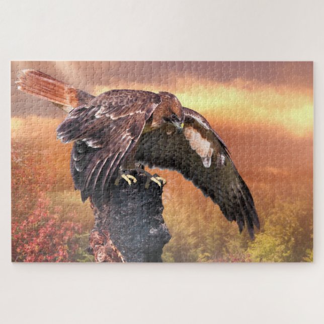 RED TAIL HAWK TOUCHDOWN JIGSAW PUZZLE (Horizontal)