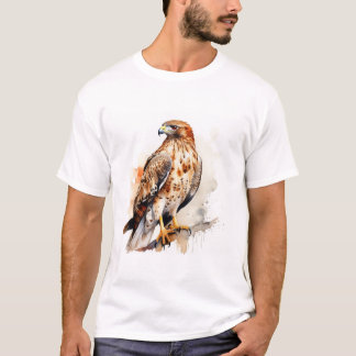 Red Tail Hawk Watercolor Design T-Shirt