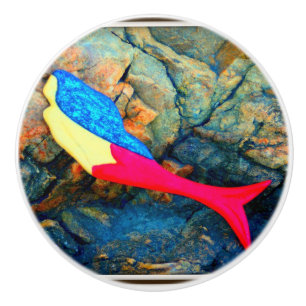 red tail  mermaid ceramic knob
