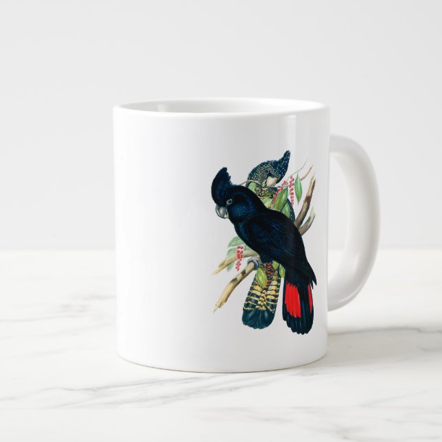 Red tailed, Black (Banksian) Cockatoos. Large Coffee Mug (Front Right)