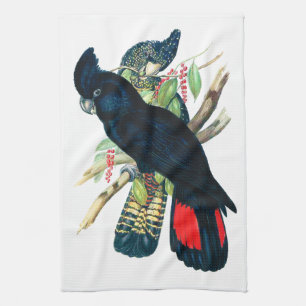 Red tailed, Black (Banksian) Cockatoos. Tea Towel