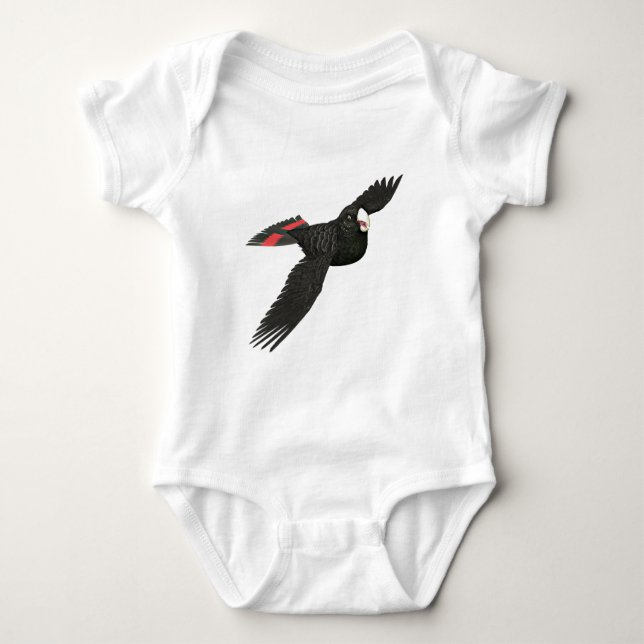 Red Tailed Black Cockatoo Baby Bodysuit (Front)
