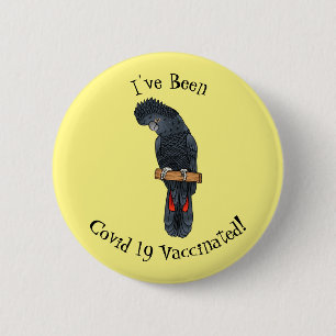 Red-tailed black cockatoo bird cartoon  6 cm round badge