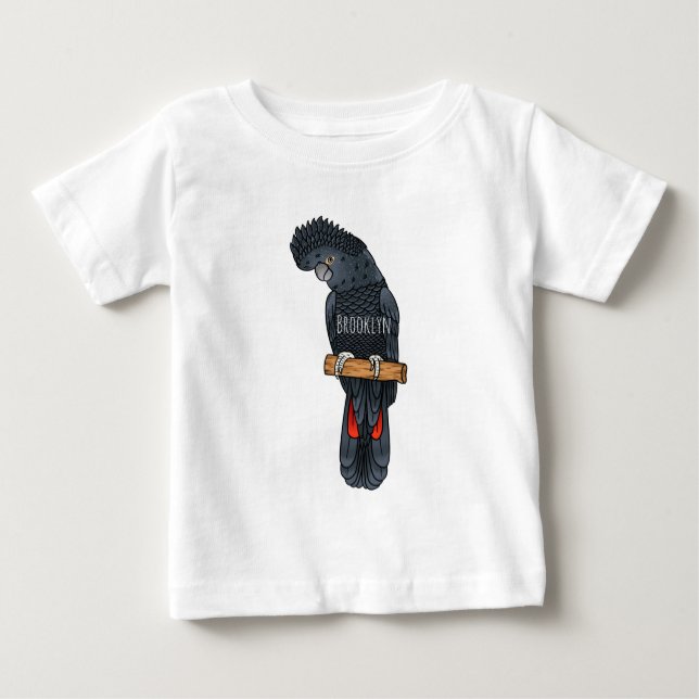 Red-tailed black cockatoo bird cartoon  baby T-Shirt (Front)