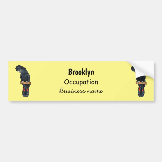 Red-tailed black cockatoo bird cartoon  bumper sticker (Front)