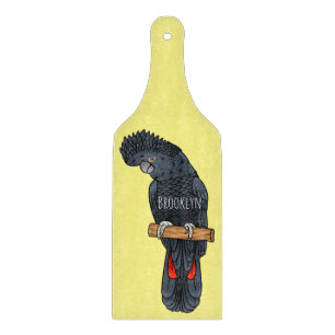 Red-tailed black cockatoo bird cartoon cutting board