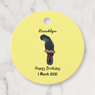 Red-tailed black cockatoo bird cartoon favour tags