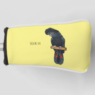Red-tailed black cockatoo bird cartoon golf head cover