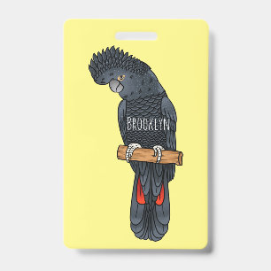 Red-tailed black cockatoo bird cartoon ID badge